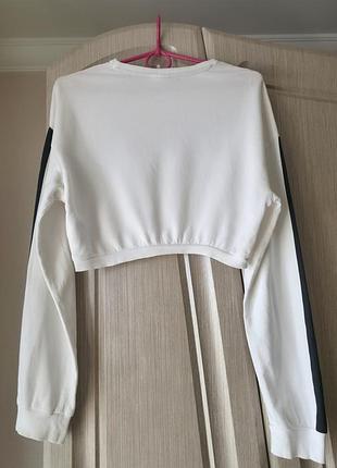 Укороченный белый свитшот h&amp;m xs 5