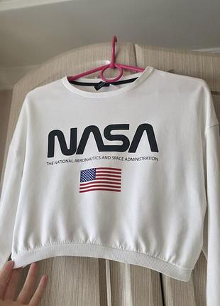 Укороченный белый свитшот h&amp;m xs 2