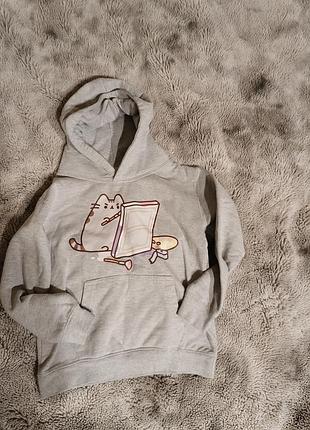 Худі дитяче pusheen сіре з капюшоном