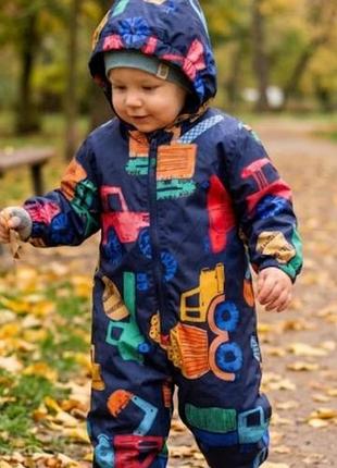 Дождевик грязепуф на мальчика с машинками george 12-18 месяцев