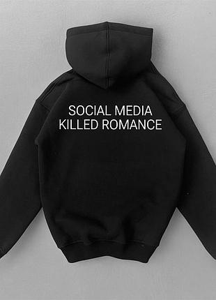 Топова якісна кофта худі оверсайз з принтом на спині social media стильна преміум весняна чоловіча l