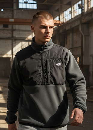 Теплая флисовая кофта анорак тн tnf north face качественная мужская полузамок