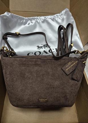 Сумка coach коричневая замшевая 25×15