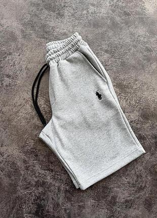 Трендовые мужские однотонные шорты polo ralph базовые спортивные меланж из коттона 3xl