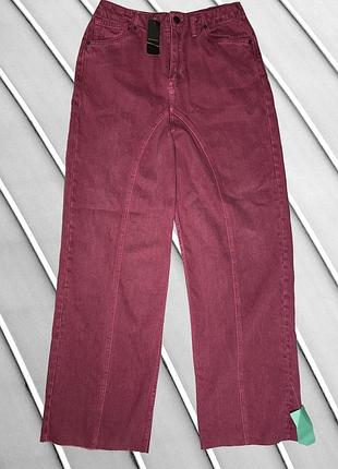 Женские джинсы warehouse m eu3898110 ua44 бордовые wide leg широкие высокая посадка плотный деним брюки винного цвета прямые новые с биркой бургунди