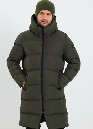Куртка зимняя двухсторонняя пуховик длинный мужской до -20 теплый xxl