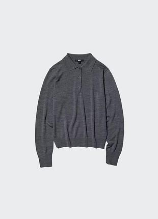 Фірмовий вовняний джемпер поло светр uniqlo 100% merino polo jumper