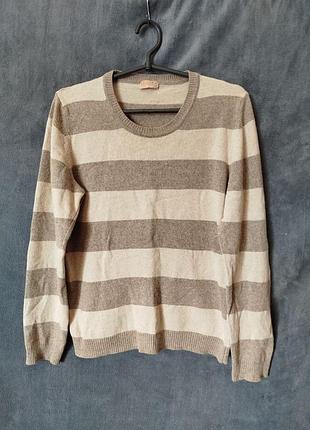 Тонкий жіночий светр з мериносом та кашеміром на зиму у смужку