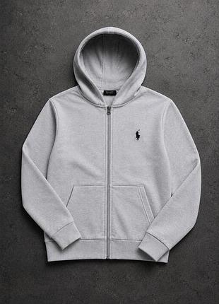 Трендова кофта на замку polo ralph стильна чоловіча толстовка худі однотонна меланж