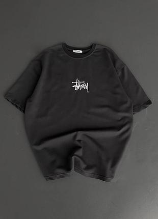 Крута футболка з принтом на спині stussy стильна чоловіча оверсайз турецького виробництва