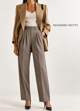 Massimo dutti стильні базові брюки штани з вовною в гусячу лапку