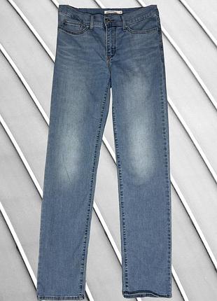 Жіночі джинси levi’s 314 m l eu38 eu40 uk10 uk12 ua44 ua46 зріст 170–180 см блакитні прямі стрейч середня посадка еластичні стрейчеві джинси