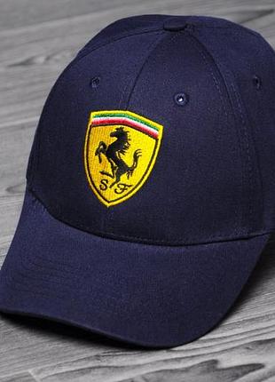 Універсальна коттонова кепка з вишивкою феррарі ferrari регульована ремінцем однотонна унісекс