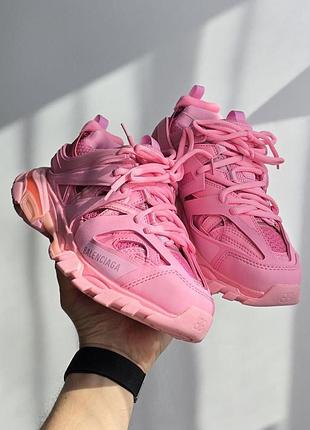 Яскраві трендові жіночі кросівки balenciaga track soft pink рожеві масивні з оригінальною коробкою преміум якісні