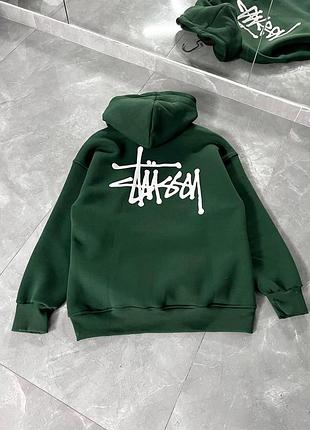 Топовая мужская оверсайз худи с принтом на спине stussy оверсайз стильная качественная m