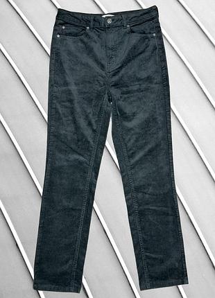 Женские джинсы m&amp;s m l eu38 eu40 uce10 ua44 ua46 рост 155-165 см темно-зеленые вельветовые slim fit стрейч высокая посадка стрейчевые брюки