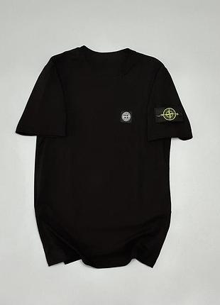 Футболка черная патч stone island