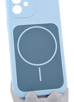 Чехол magnetic vision для apple iphone 12 бампер с микрофиброй голубой
