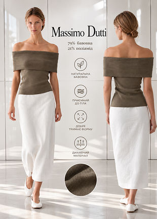 Massimo dutti щільний топ на основі бавовни з відкритими плечима