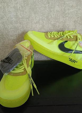 Кросівки чоловічі nike air force 1 off-white салатові 44 розмір