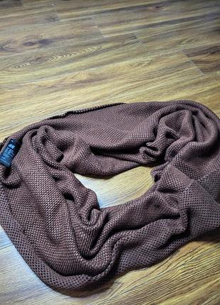 Брендовый теплый шарф-снуд h&amp;m, коричневый, фактурная вязка, 70×160 см, унисекс