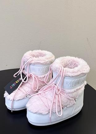 Жіночі чоботи moon boot icon low faux fur рожеві