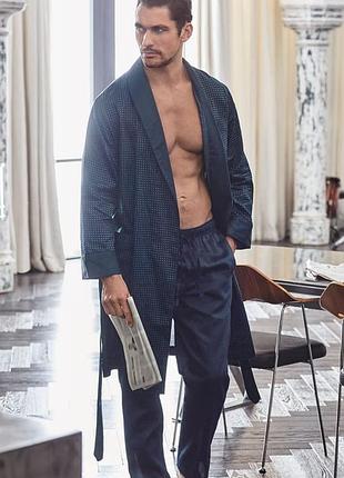 Преміальний сатиновий чоловічий халат david gandy for autograph (marks & spencer)