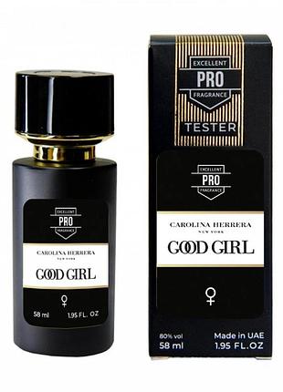Жіночі парфуми carolina herrera good girl тестер pro 58 мл — квітково-східний аромат (22619)