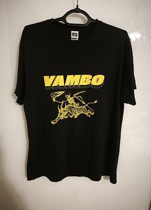 Черная бесшовная мерч-футболка vambo (оригинал russell, на бирке 2xl — по факту xl)