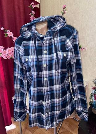 Коттоновая рубашка в клетку с капюшоном ovs slim fit