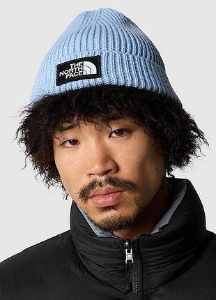 Шапка унисекс бини the north face tnf logo box beanie (steel blue)