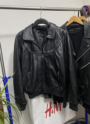 Шкіряний вінтажний бомбер dyanne real leathers куртка ретро шкіра бомбер кожа 3