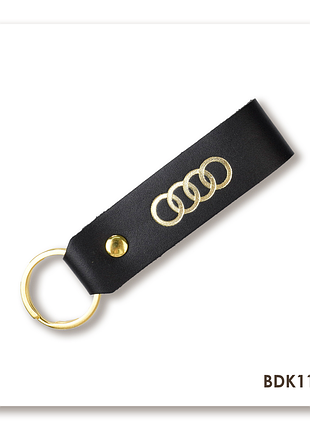 Брелок-петля для авто audi (чёрный, золотое тиснение)