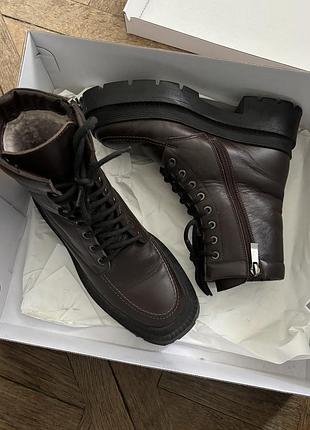 Черевики зимові oleksa shoes коричневі шкіряні 36 розмір