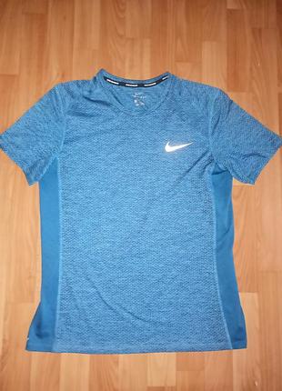 Мужская беговая футболка nike running dri-fit (размер m) / спортивная футболка найк