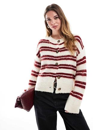 🖤стильный пушистый кардиган в полоску asos 🖤