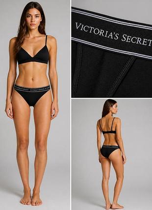 Трусики victoria’s secret logo cotton tanga / трусы виктория сикрет хлопковые xs