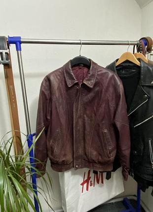 Шкіряний вінтажний бомбер emidio tucci real leather куртка ретро шкіра бомбер кожа 3
