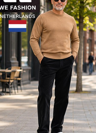 Мужские брюки we fashion 46 s - черный бархатный вельвет, (велюр) 90% хлопок, прямой крой, нидерланды 🇳🇱