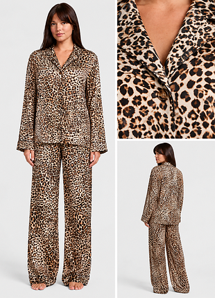 Victoria’s secret signature satin long pajama set / женская сатиновая пижама комплект | оригинал | xs