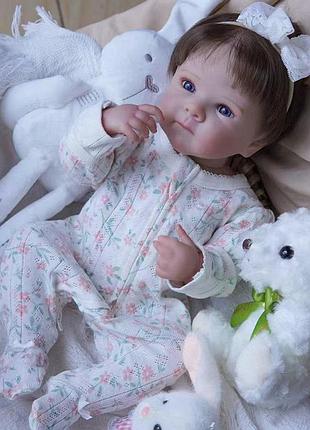 Силиконовая коллекционная кукла реборн младенец новорожденная девочка пупс бубу (виниловая кукла) reborn 45 см