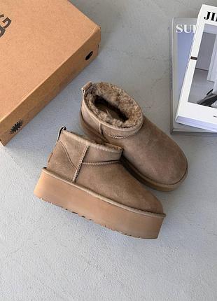 Жіночі уггі ugg ultra mini platform beige xl🤎