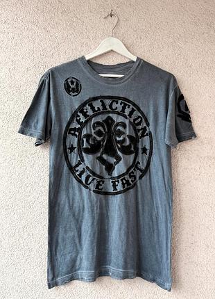 Футболка affliction live fast reversible wash grey (розмір m)