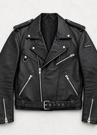 Vintage hein gericke black leather moto jacket пальто