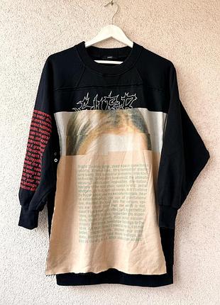 Світшот diesel oversized graphic print black / (розмір m-l)