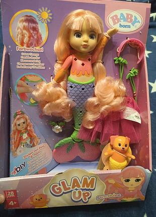 Лялька для дівчаток baby born русалка glam up sunshine з аксесуарами