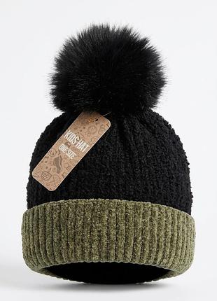 🌟 детская зимняя термошапка kids hat с помпоном