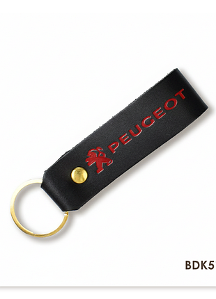 Брелок-петля для авто peugeot (чорний, червоне тиснення)