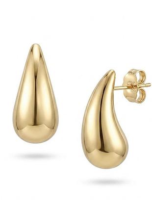 Жіночі сережки крапля гладка (золото 585п) пусет гвоздик drop classic gonchar & co. ювелірний сплав