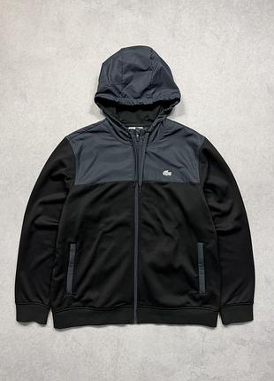 Lacoste sport чорна спортивна куртка кофта на блискавці з капюшоном xxl